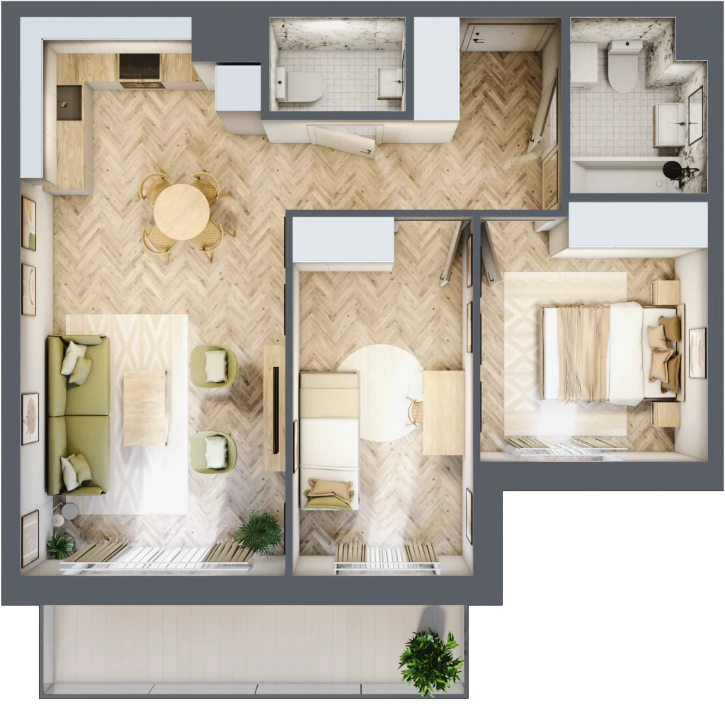 3 pokoje, mieszkanie 59,88 m², piętro 1, oferta nr M.C11, 3 Wymiary Bronowice, Kraków, Prądnik Biały, Bronowice Wielkie, ul. Stelmachów