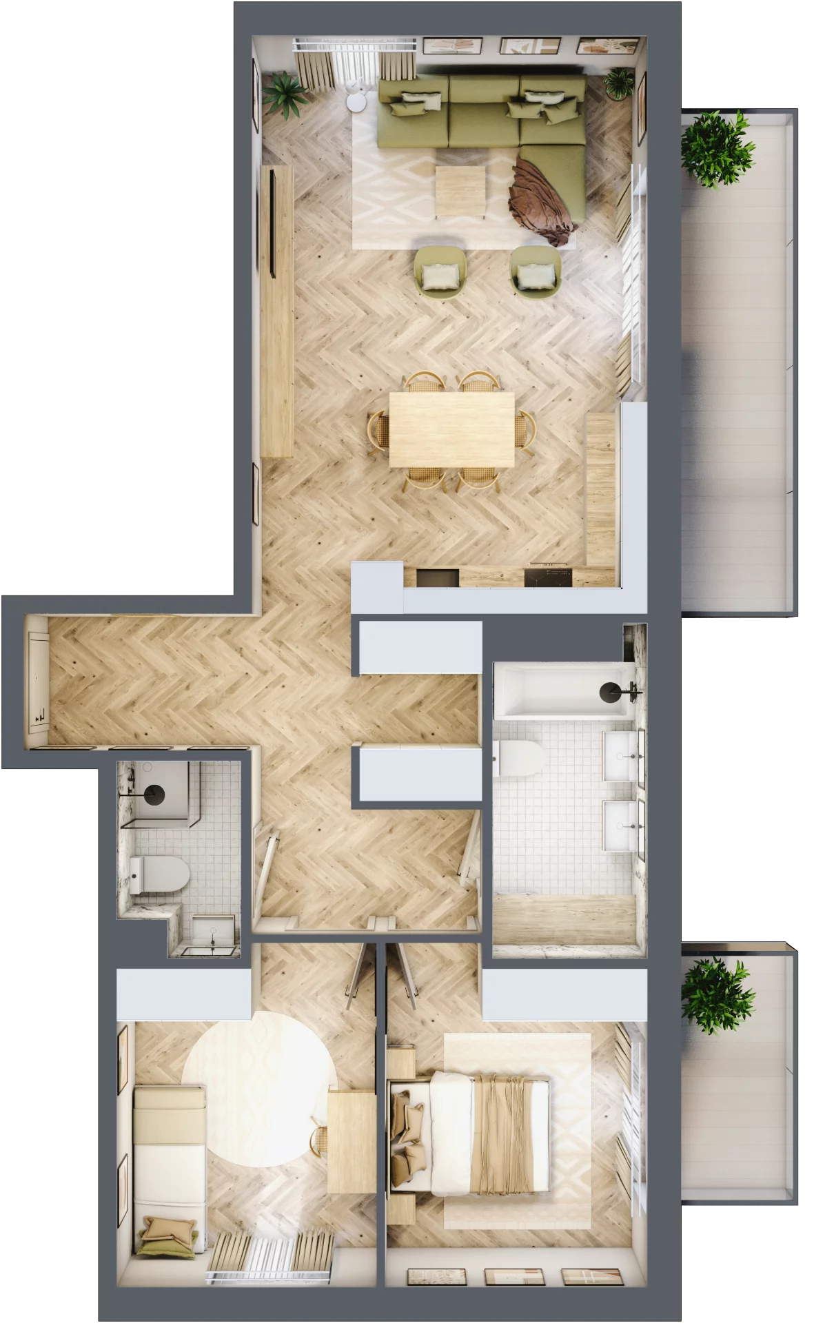 3 pokoje, mieszkanie 74,67 m², piętro 1, oferta nr M.C13, 3 Wymiary Bronowice, Kraków, Prądnik Biały, Bronowice Wielkie, ul. Stelmachów