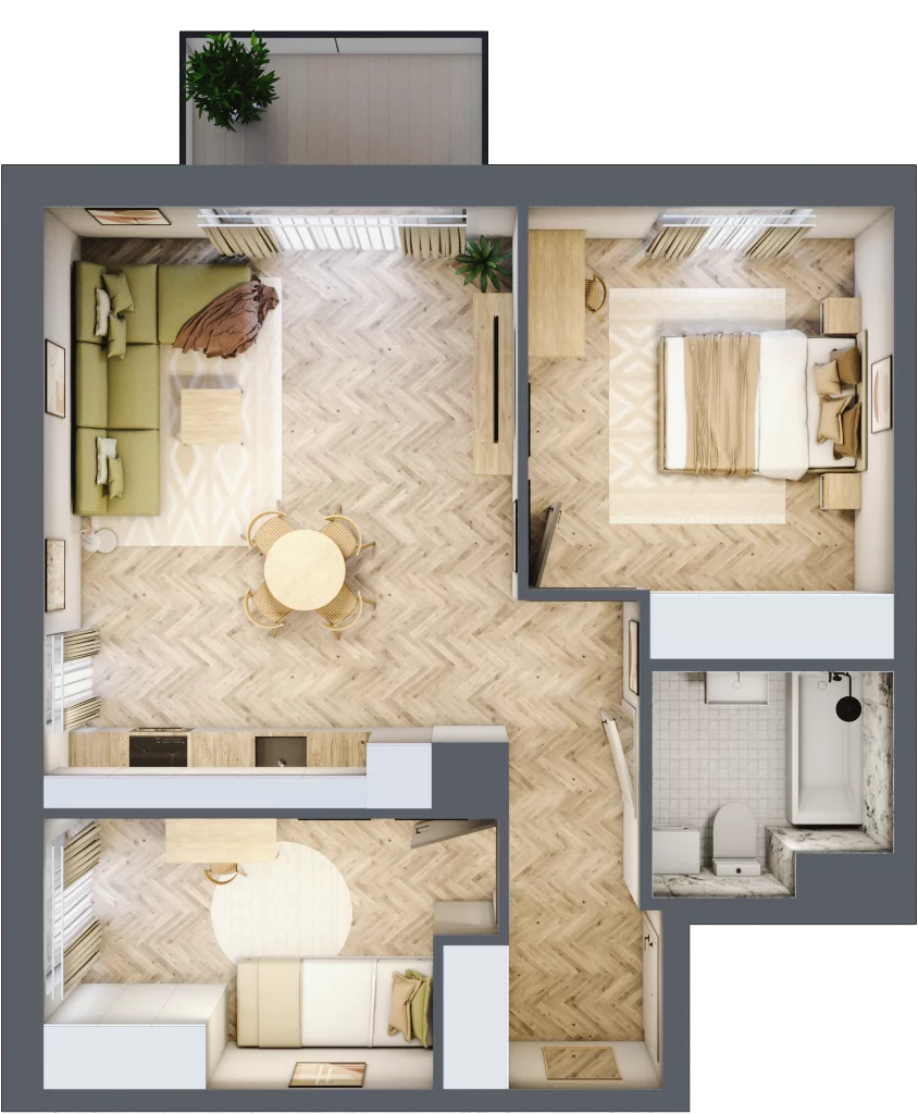 3 pokoje, mieszkanie 57,69 m², piętro 1, oferta nr M.C18, 3 Wymiary Bronowice, Kraków, Prądnik Biały, Bronowice Wielkie, ul. Stelmachów