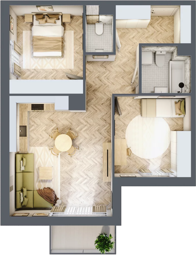 3 pokoje, mieszkanie 62,55 m², piętro 1, oferta nr M.C19, 3 Wymiary Bronowice, Kraków, Prądnik Biały, Bronowice Wielkie, ul. Stelmachów