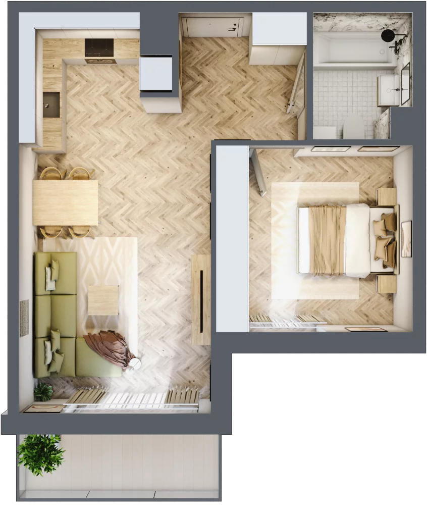 2 pokoje, mieszkanie 46,27 m², piętro 1, oferta nr M.C20, 3 Wymiary Bronowice, Kraków, Prądnik Biały, Bronowice Wielkie, ul. Stelmachów