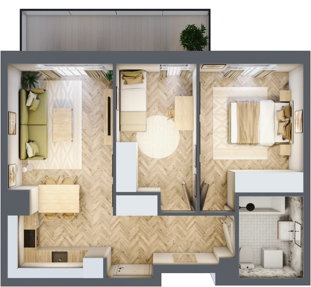 3 pokoje, mieszkanie 52,91 m², piętro 2, oferta nr M.C24, 3 Wymiary Bronowice, Kraków, Prądnik Biały, Bronowice Wielkie, ul. Stelmachów