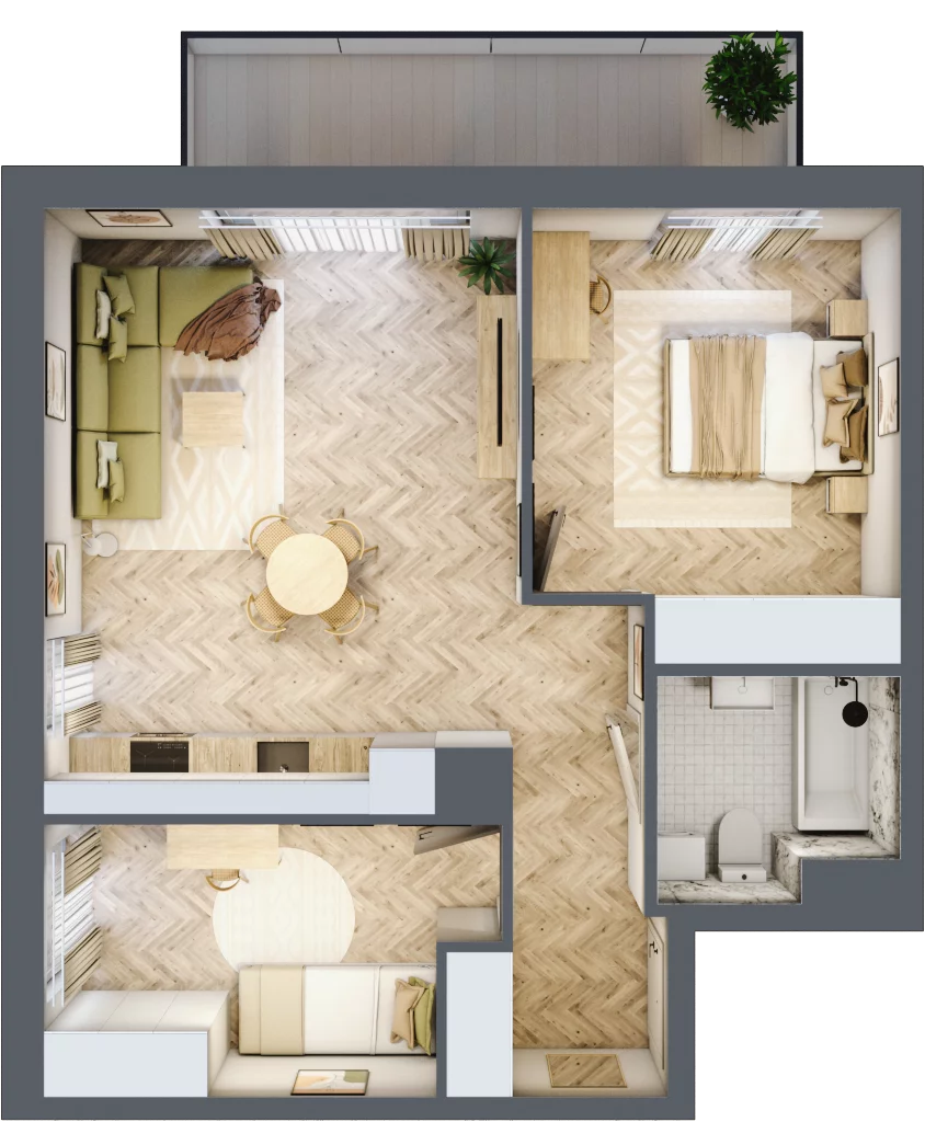 3 pokoje, mieszkanie 57,69 m², piętro 2, oferta nr M.C28, 3 Wymiary Bronowice, Kraków, Prądnik Biały, Bronowice Wielkie, ul. Stelmachów