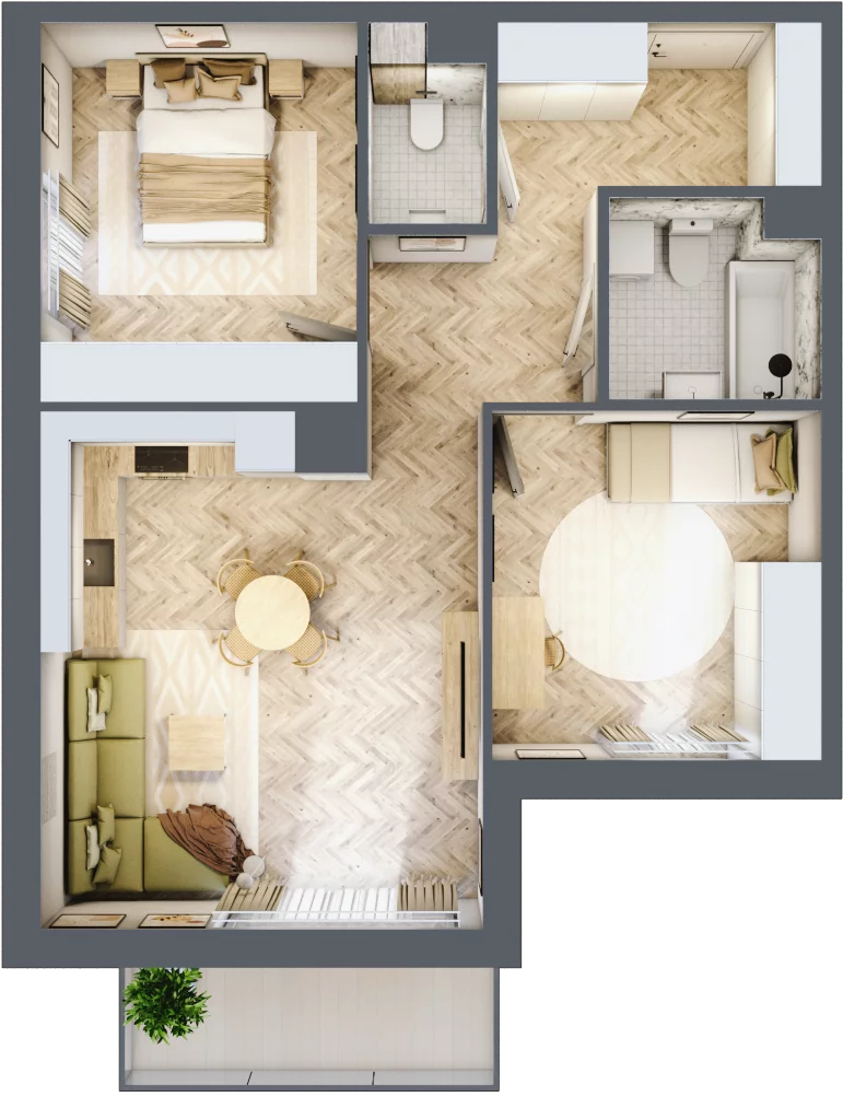 3 pokoje, mieszkanie 62,55 m², piętro 2, oferta nr M.C29, 3 Wymiary Bronowice, Kraków, Prądnik Biały, Bronowice Wielkie, ul. Stelmachów