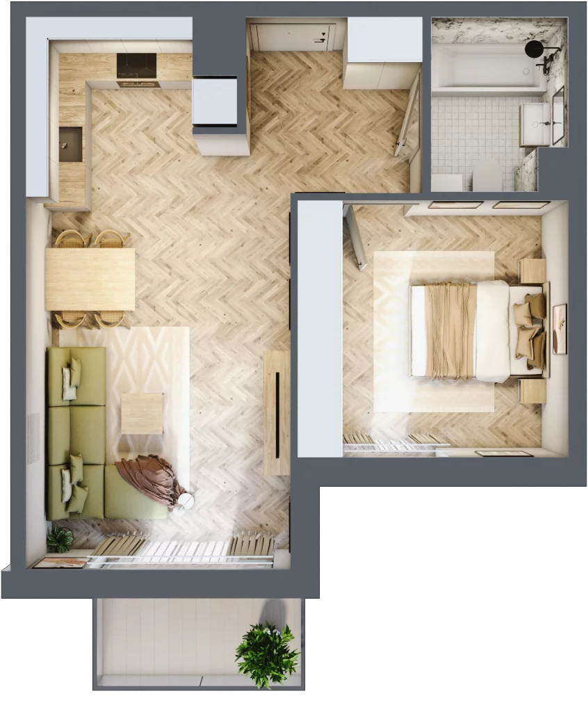 2 pokoje, mieszkanie 46,27 m², piętro 2, oferta nr M.C30, 3 Wymiary Bronowice, Kraków, Prądnik Biały, Bronowice Wielkie, ul. Stelmachów