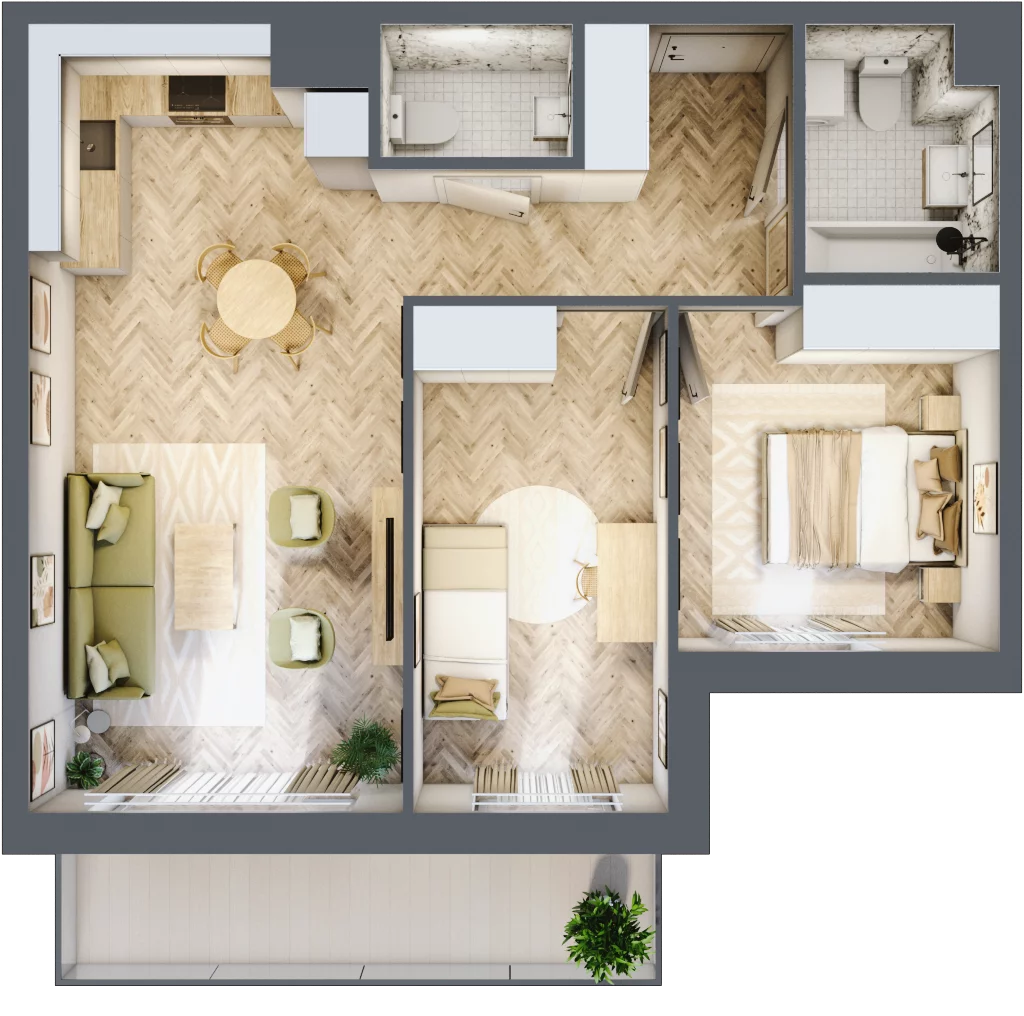 3 pokoje, mieszkanie 59,88 m², piętro 3, oferta nr M.C31, 3 Wymiary Bronowice, Kraków, Prądnik Biały, Bronowice Wielkie, ul. Stelmachów