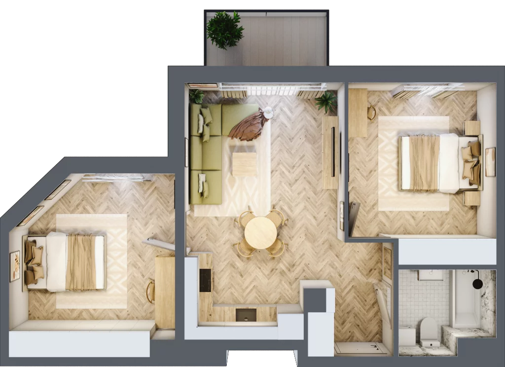 2 pokoje, mieszkanie 58,64 m², piętro 3, oferta nr M.C35, 3 Wymiary Bronowice, Kraków, Prądnik Biały, Bronowice Wielkie, ul. Stelmachów