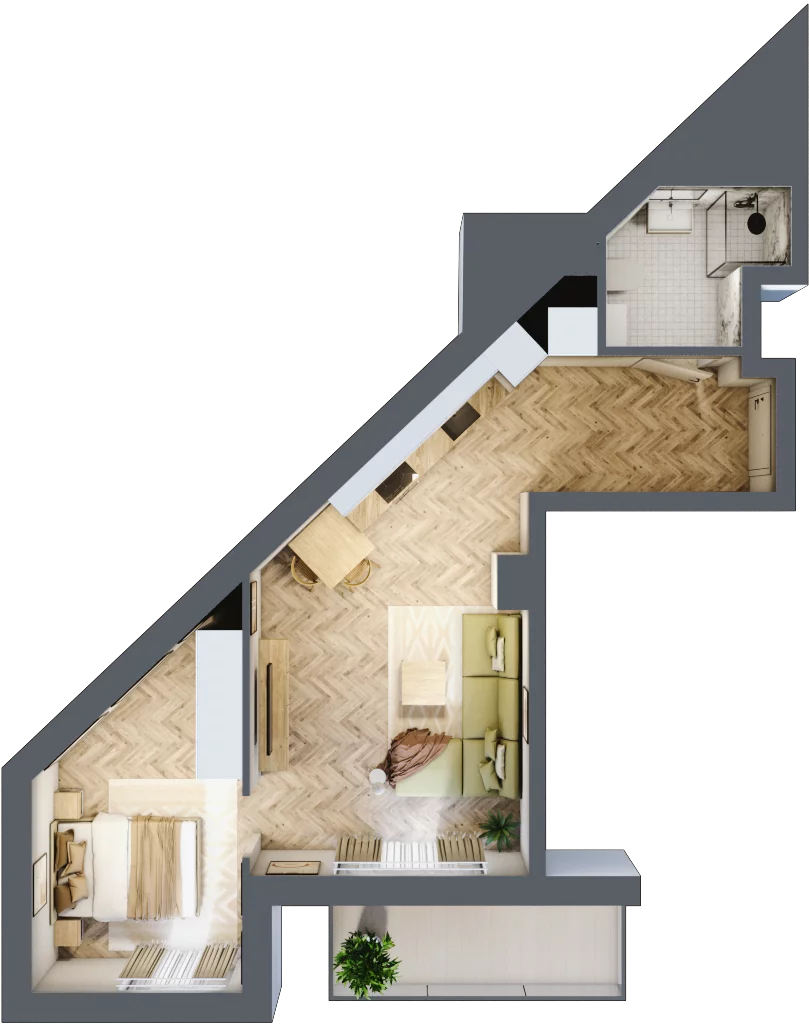 2 pokoje, mieszkanie 41,49 m², piętro 3, oferta nr M.C36, 3 Wymiary Bronowice, Kraków, Prądnik Biały, Bronowice Wielkie, ul. Stelmachów