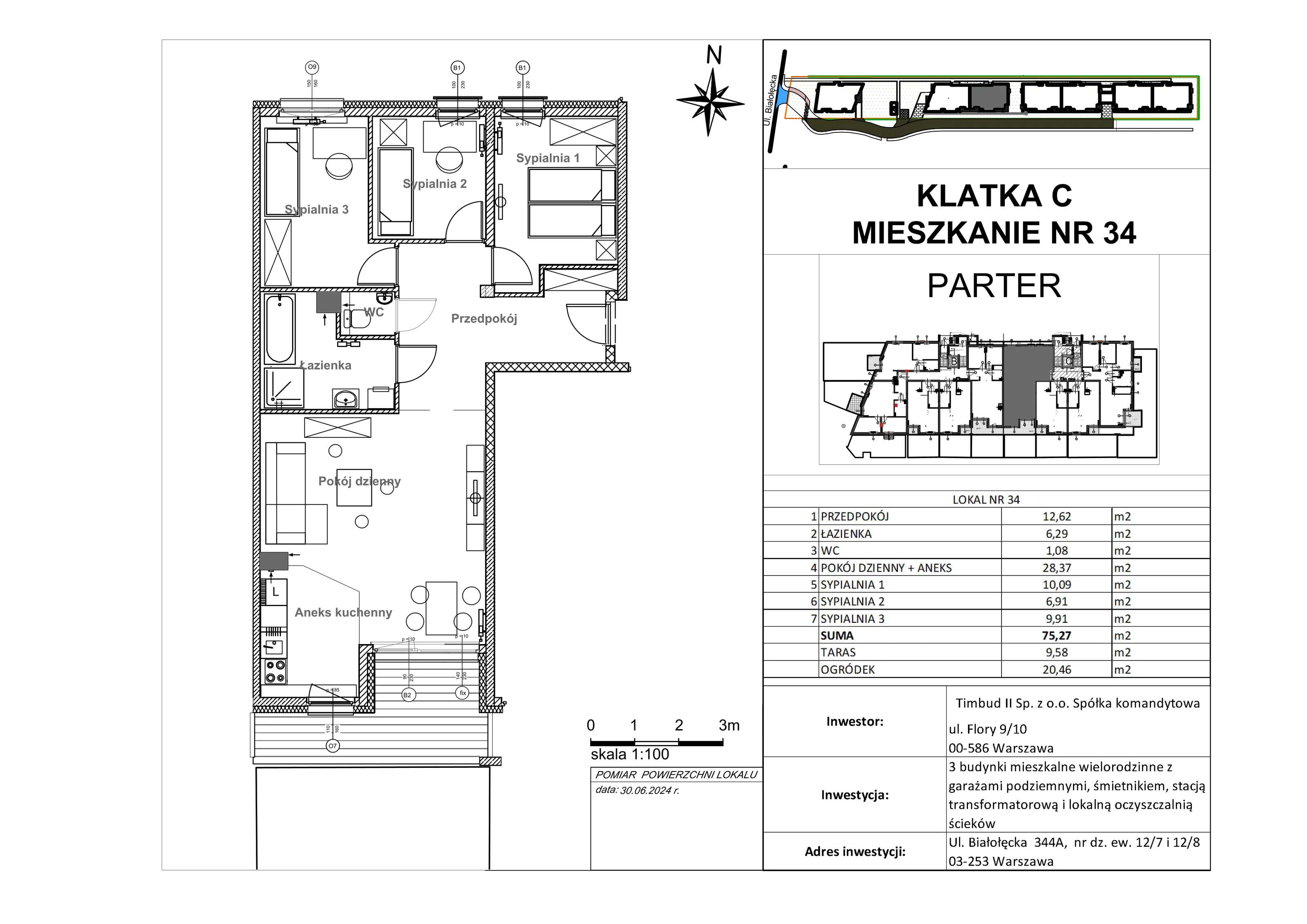 Mieszkanie 75,27 m², parter, oferta nr 34, Mieszkania Białołęcka, Warszawa, Białołęka, Brzeziny, ul. Białołęcka 344