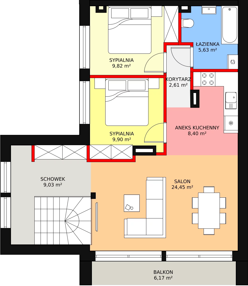 Mieszkanie 109,05 m², piętro 1, oferta nr 6, Wiśniowe Wzgórza, Wiśniówka, Dąbrowa-Osiedle 47