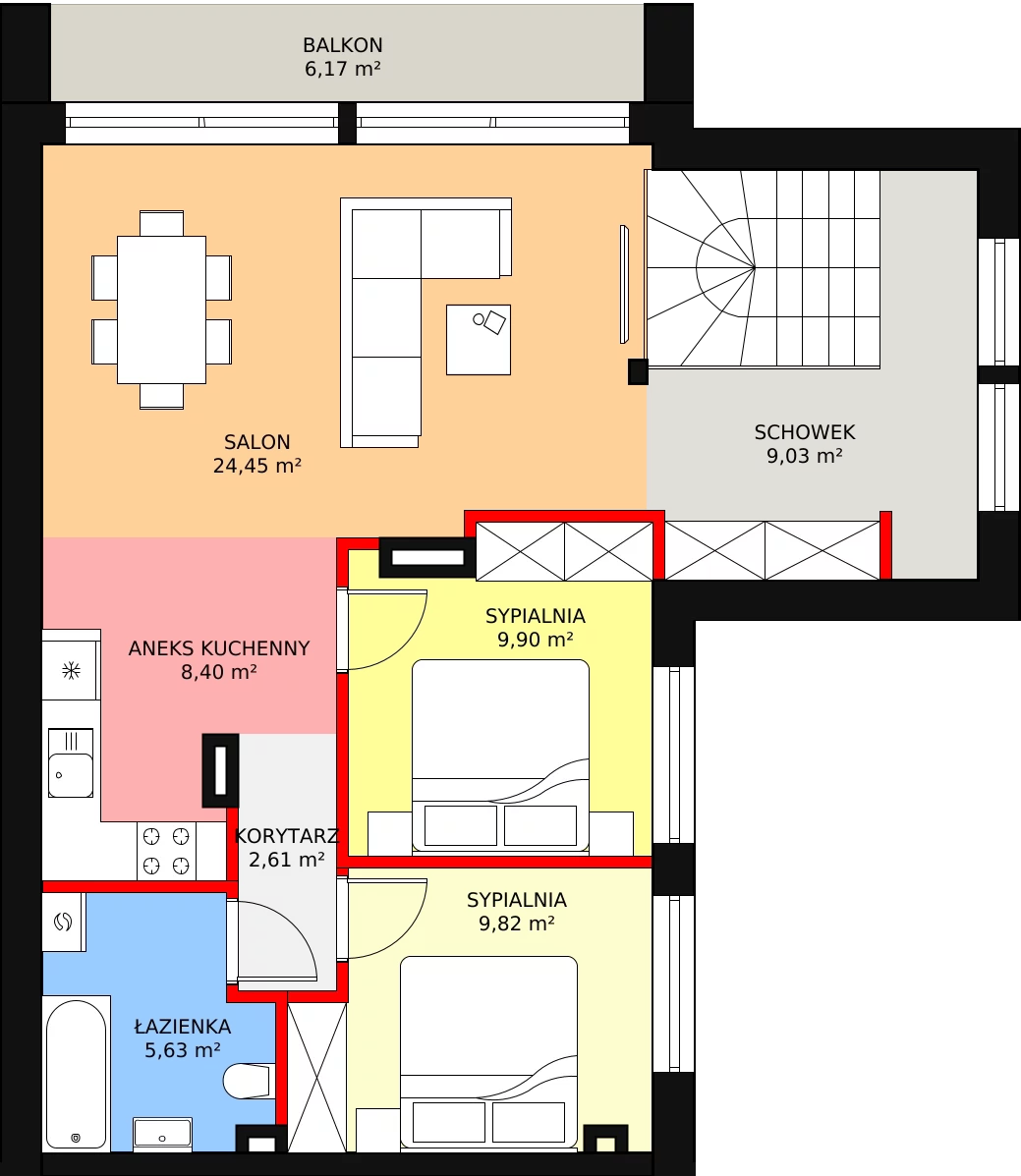 Mieszkanie 115,06 m², piętro 1, oferta nr 24, Wiśniowe Wzgórza, Wiśniówka, Dąbrowa-Osiedle 47