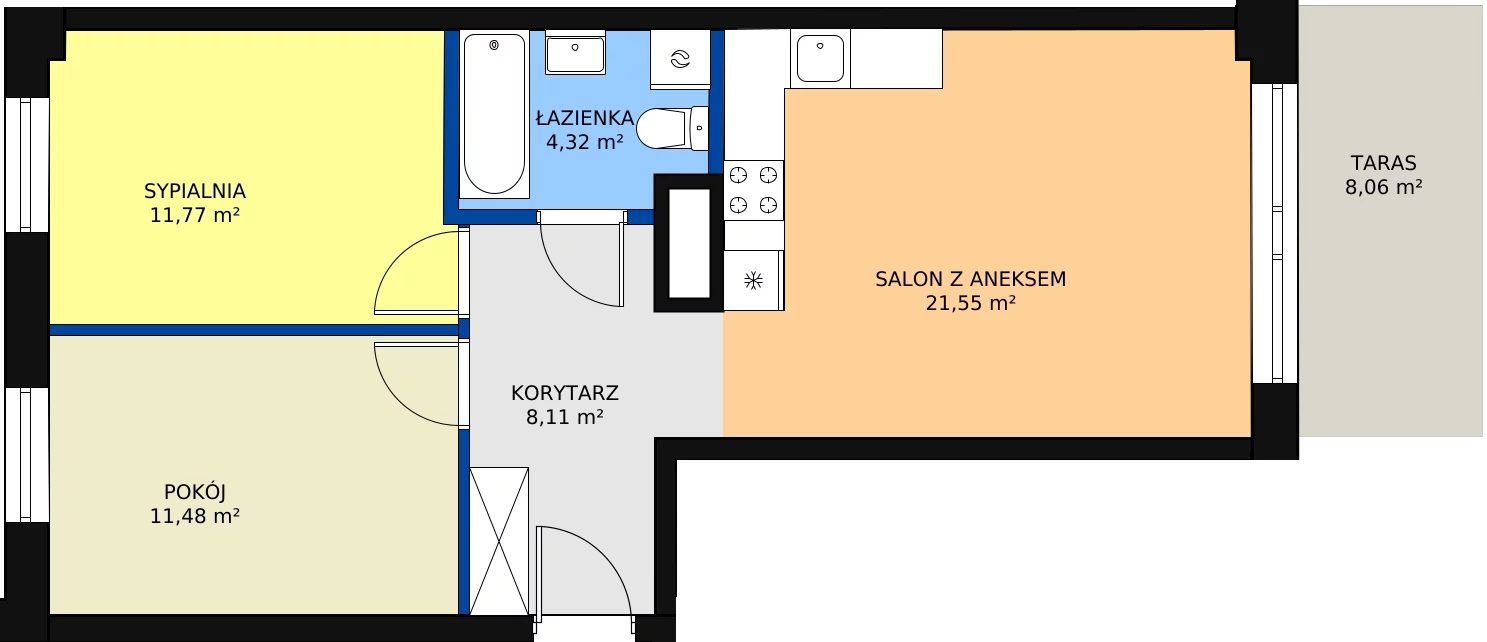 3 pokoje, mieszkanie 57,23 m², parter, oferta nr M65, Dom na Mariackiej, Radom, Planty, ul. Mariacka 4