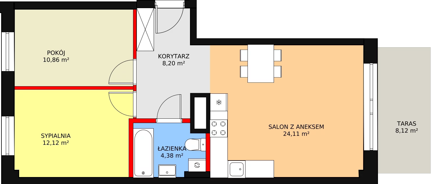 3 pokoje, mieszkanie 59,69 m², parter, oferta nr M67, Dom na Mariackiej, Radom, Planty, ul. Mariacka 4