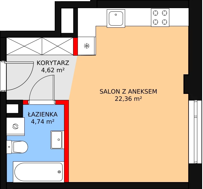 Mieszkanie 31,72 m², parter, oferta nr M86, Dom na Mariackiej, Radom, Planty, ul. Mariacka 4