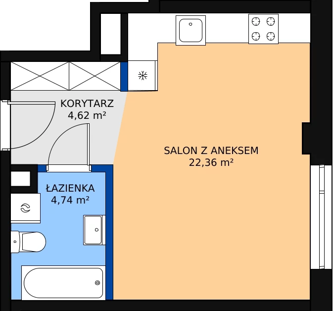 1 pokój, mieszkanie 31,72 m², parter, oferta nr M86, Dom na Mariackiej, Radom, Planty, ul. Mariacka 4
