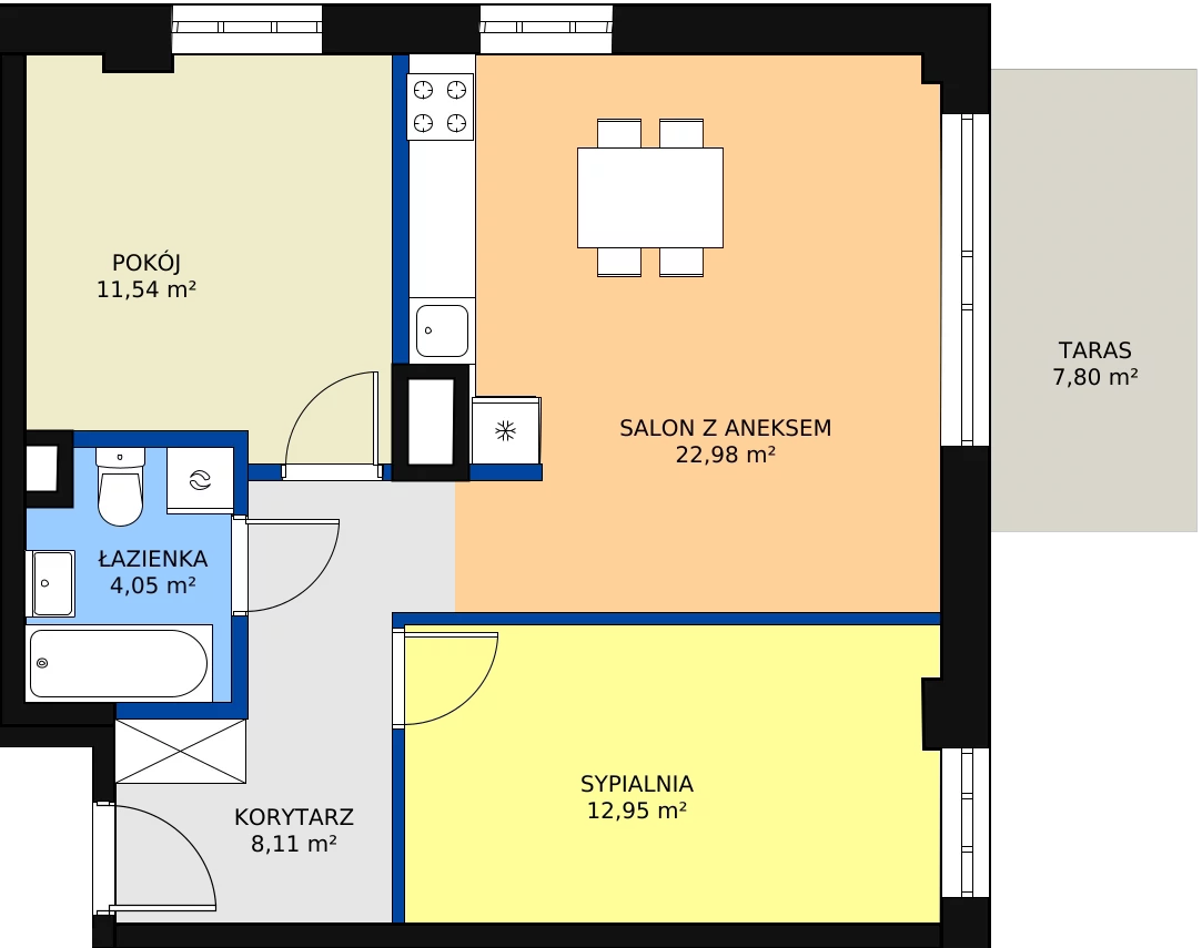 3 pokoje, mieszkanie 59,62 m², parter, oferta nr M87, Dom na Mariackiej, Radom, Planty, ul. Mariacka 4