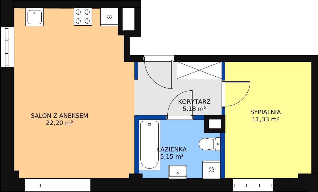 2 pokoje, mieszkanie 43,86 m², parter, oferta nr M89, Dom na Mariackiej, Radom, Planty, ul. Mariacka 4