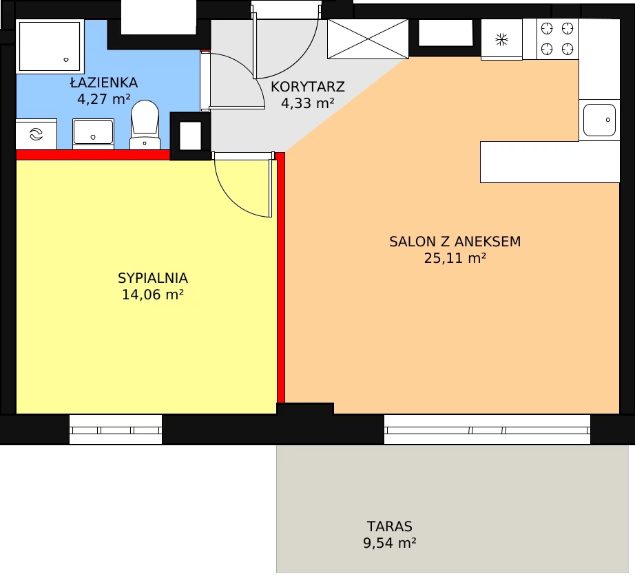 2 pokoje, mieszkanie 47,77 m², parter, oferta nr M145, Dom na Mariackiej, Radom, Planty, ul. Mariacka 4