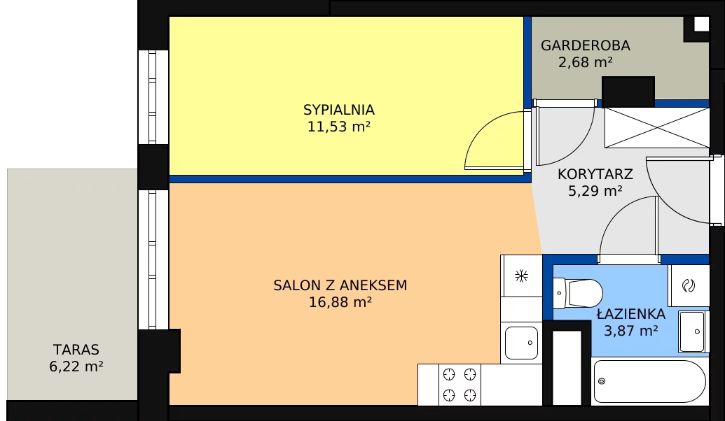 2 pokoje, mieszkanie 40,25 m², parter, oferta nr M148, Dom na Mariackiej, Radom, Planty, ul. Mariacka 4