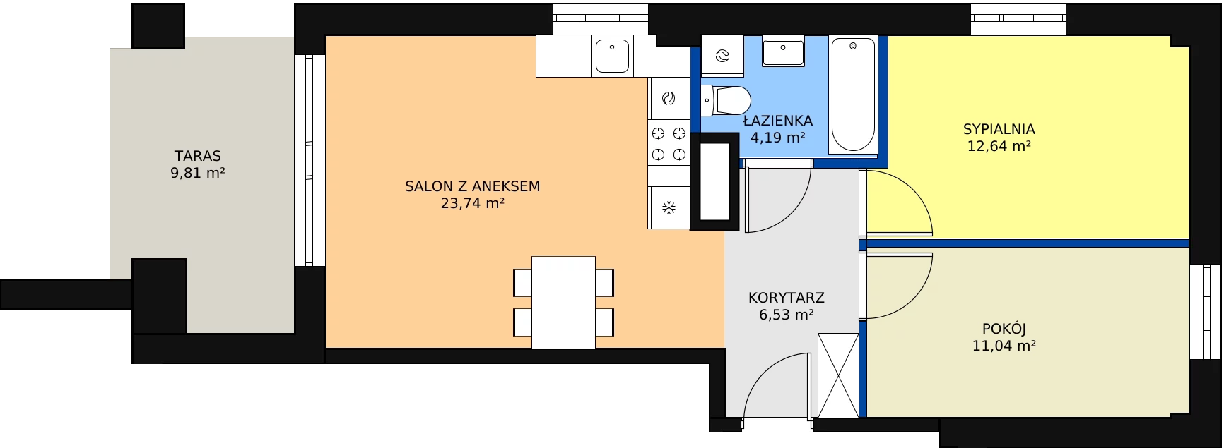 3 pokoje, mieszkanie 58,14 m², parter, oferta nr M149, Dom na Mariackiej, Radom, Planty, ul. Mariacka 4