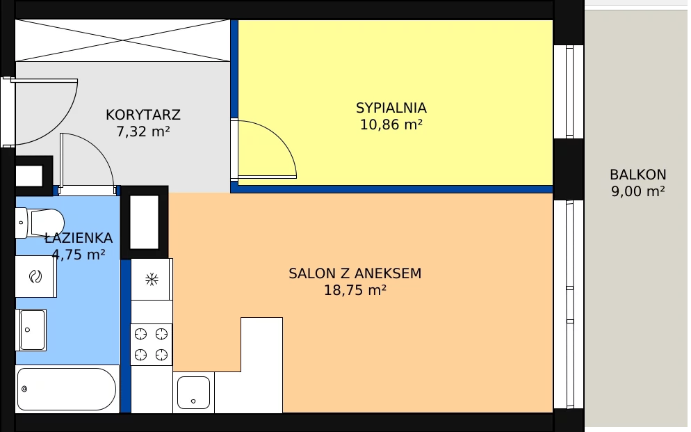 2 pokoje, mieszkanie 41,68 m², piętro 1, oferta nr M5, Dom na Mariackiej, Radom, Planty, ul. Mariacka 4
