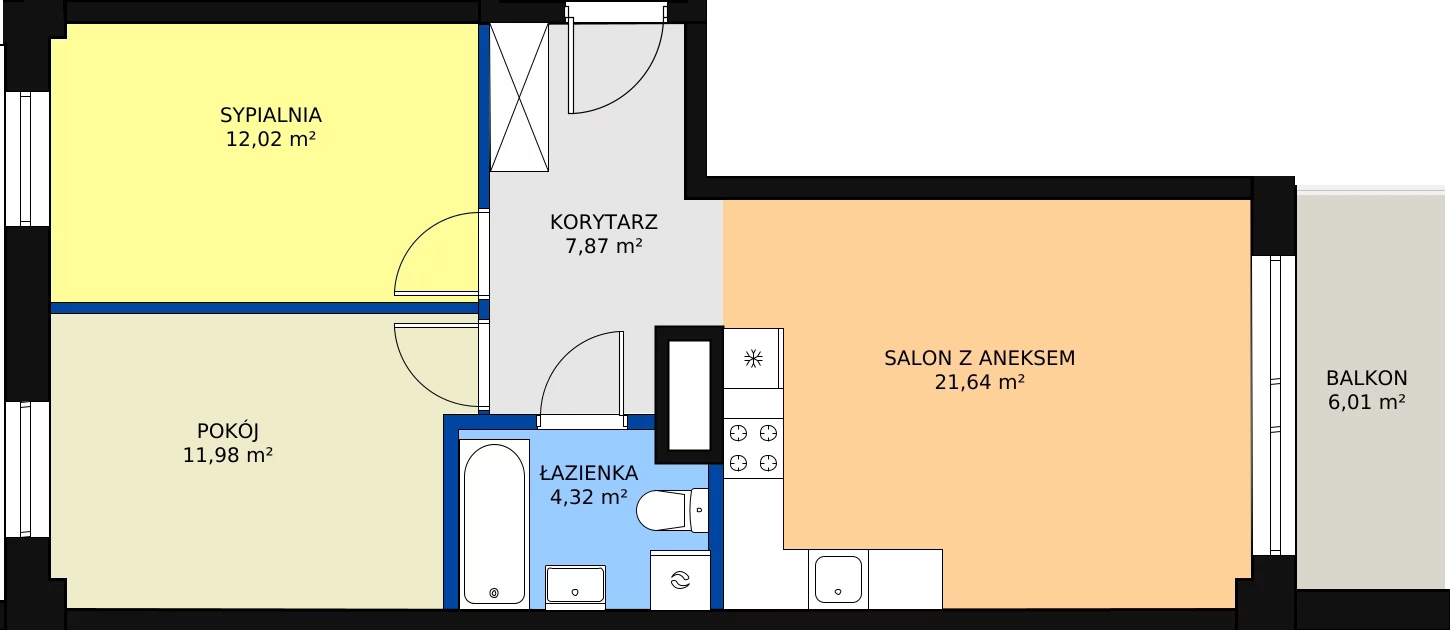 3 pokoje, mieszkanie 57,83 m², piętro 1, oferta nr M10, Dom na Mariackiej, Radom, Planty, ul. Mariacka 4