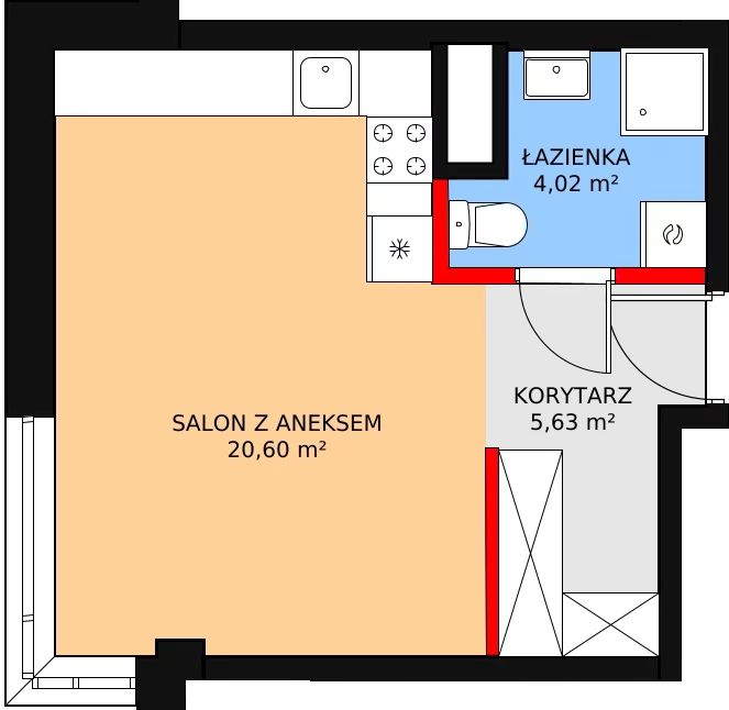 Mieszkanie 30,25 m², piętro 1, oferta nr M11, Dom na Mariackiej, Radom, Planty, ul. Mariacka 4