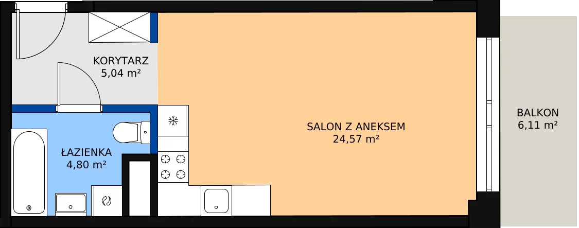 1 pokój, mieszkanie 34,41 m², piętro 1, oferta nr M93, Dom na Mariackiej, Radom, Planty, ul. Mariacka 4