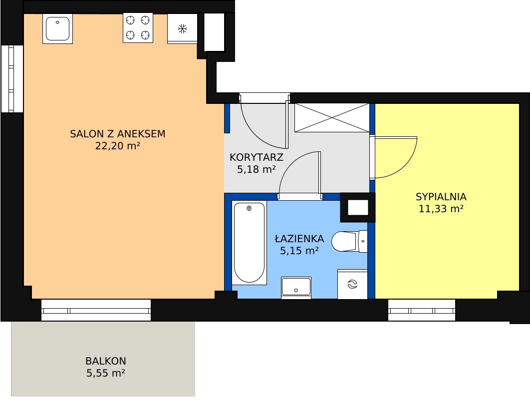 2 pokoje, mieszkanie 43,86 m², piętro 1, oferta nr M94, Dom na Mariackiej, Radom, Planty, ul. Mariacka 4