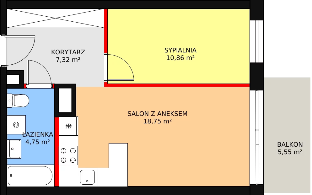 Mieszkanie 41,68 m², piętro 2, oferta nr M14, Dom na Mariackiej, Radom, Planty, ul. Mariacka 4