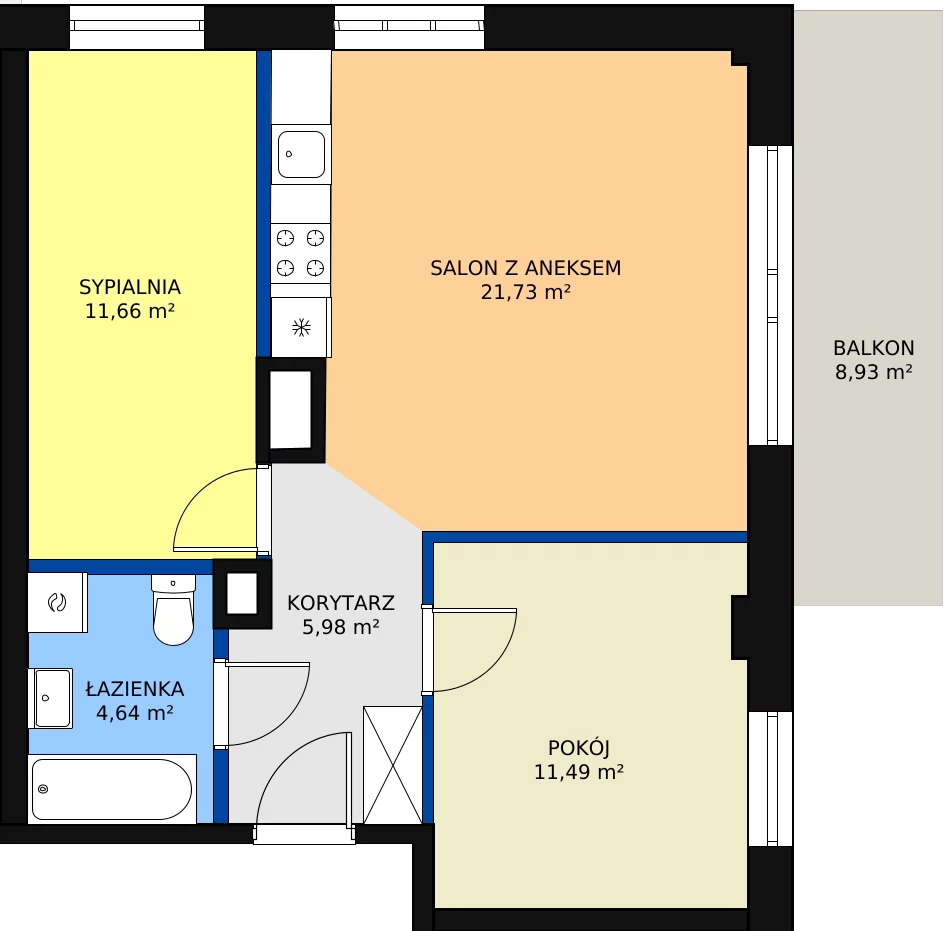 3 pokoje, mieszkanie 55,50 m², piętro 2, oferta nr M15, Dom na Mariackiej, Radom, Planty, ul. Mariacka 4