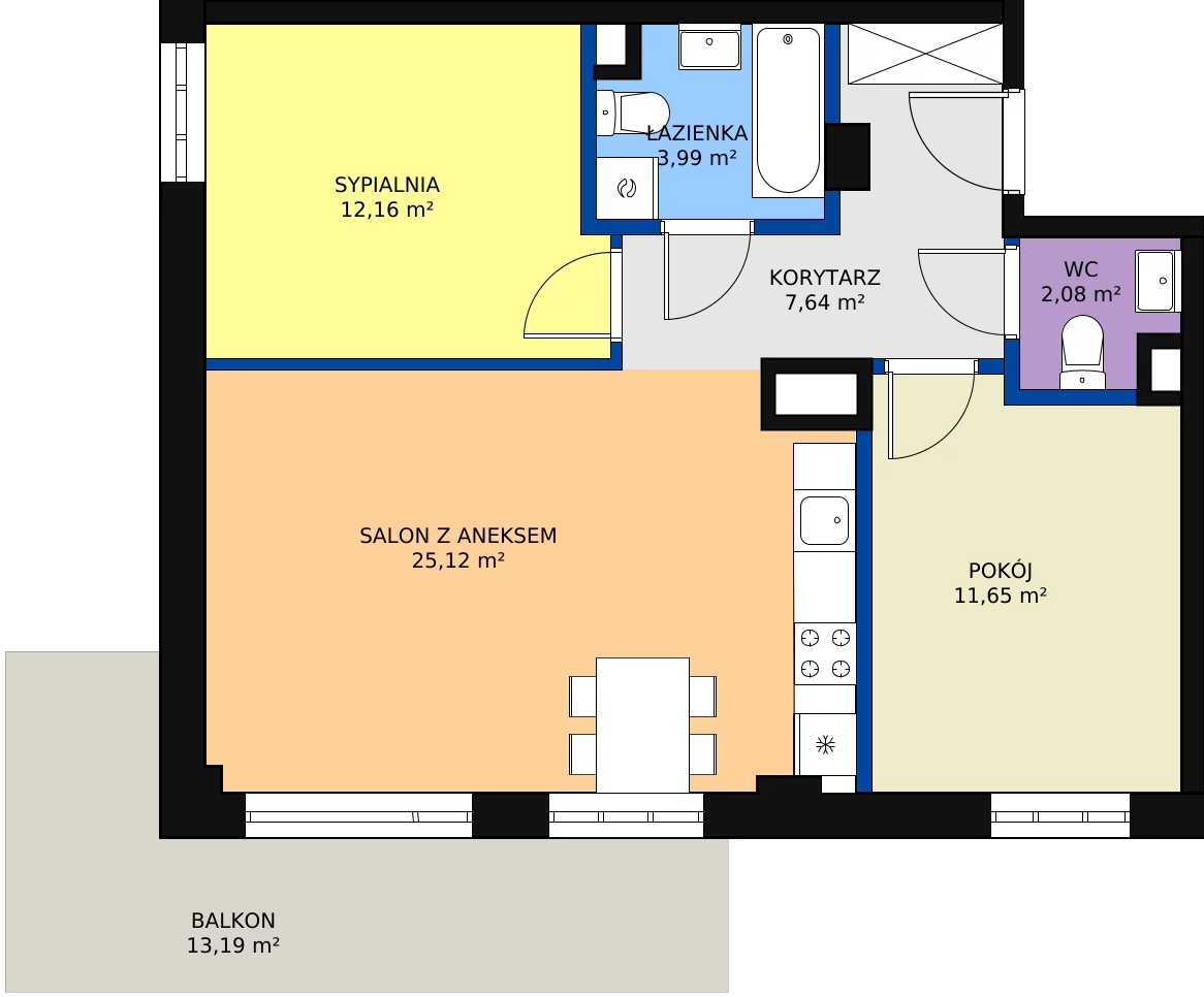 3 pokoje, mieszkanie 62,64 m², piętro 2, oferta nr M158, Dom na Mariackiej, Radom, Planty, ul. Mariacka 4