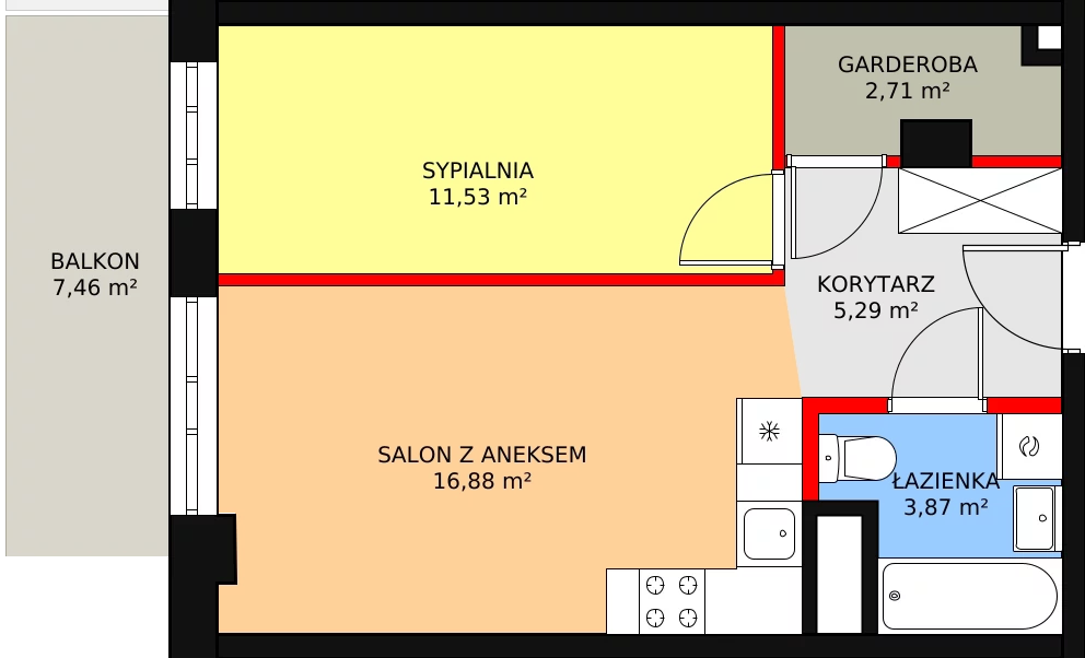 Mieszkanie 40,28 m², piętro 2, oferta nr M159, Dom na Mariackiej, Radom, Planty, ul. Mariacka 4