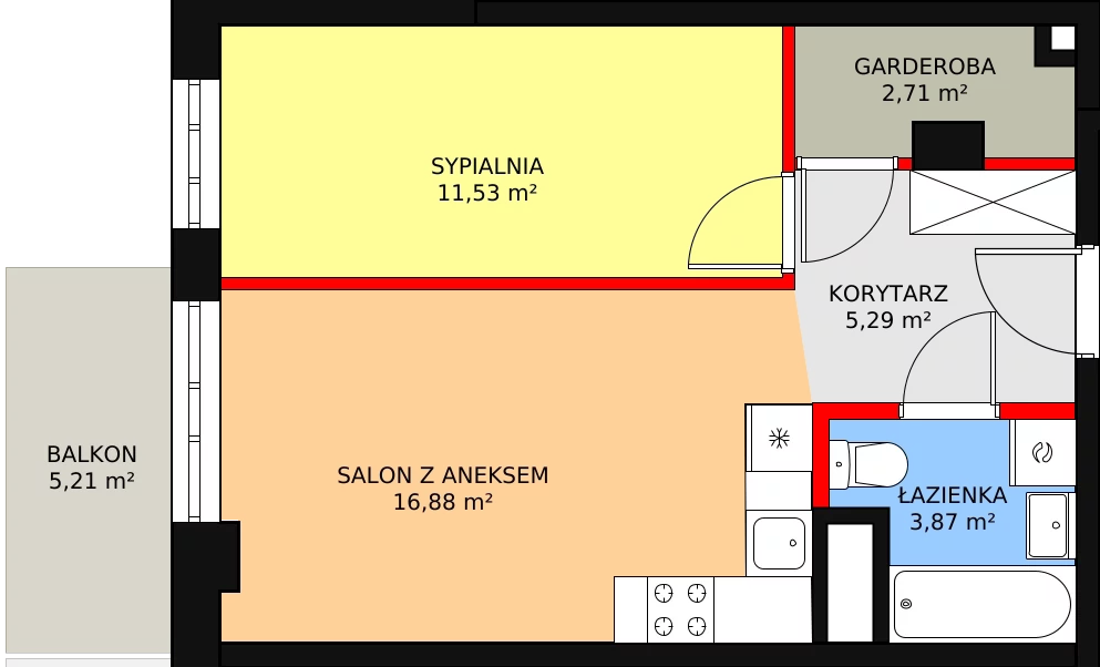 Mieszkanie 40,28 m², piętro 2, oferta nr M160, Dom na Mariackiej, Radom, Planty, ul. Mariacka 4