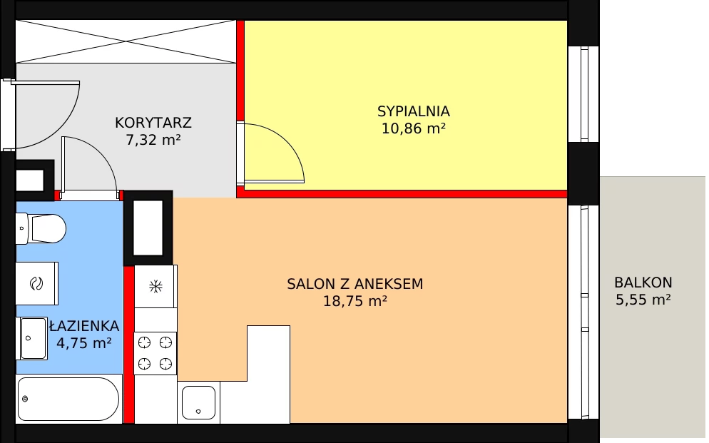 Mieszkanie 41,68 m², piętro 3, oferta nr M23, Dom na Mariackiej, Radom, Planty, ul. Mariacka 4