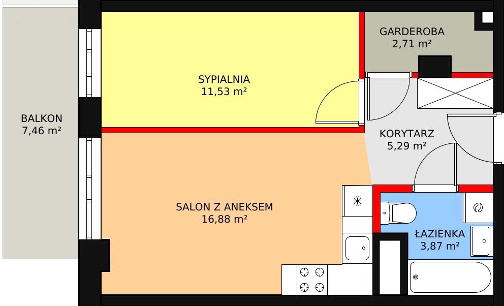 Mieszkanie 40,28 m², piętro 3, oferta nr M165, Dom na Mariackiej, Radom, Planty, ul. Mariacka 4