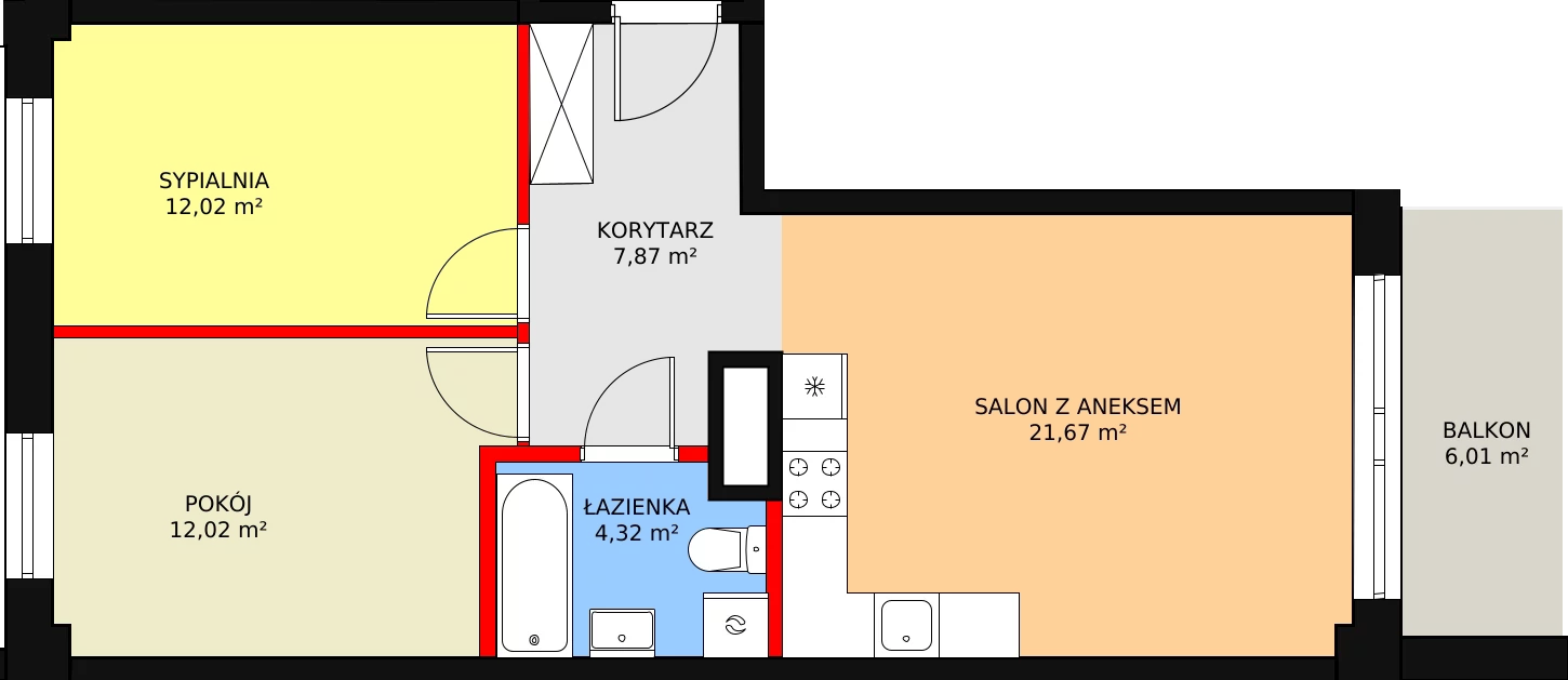 3 pokoje, mieszkanie 57,90 m², piętro 4, oferta nr M37, Dom na Mariackiej, Radom, Planty, ul. Mariacka 4