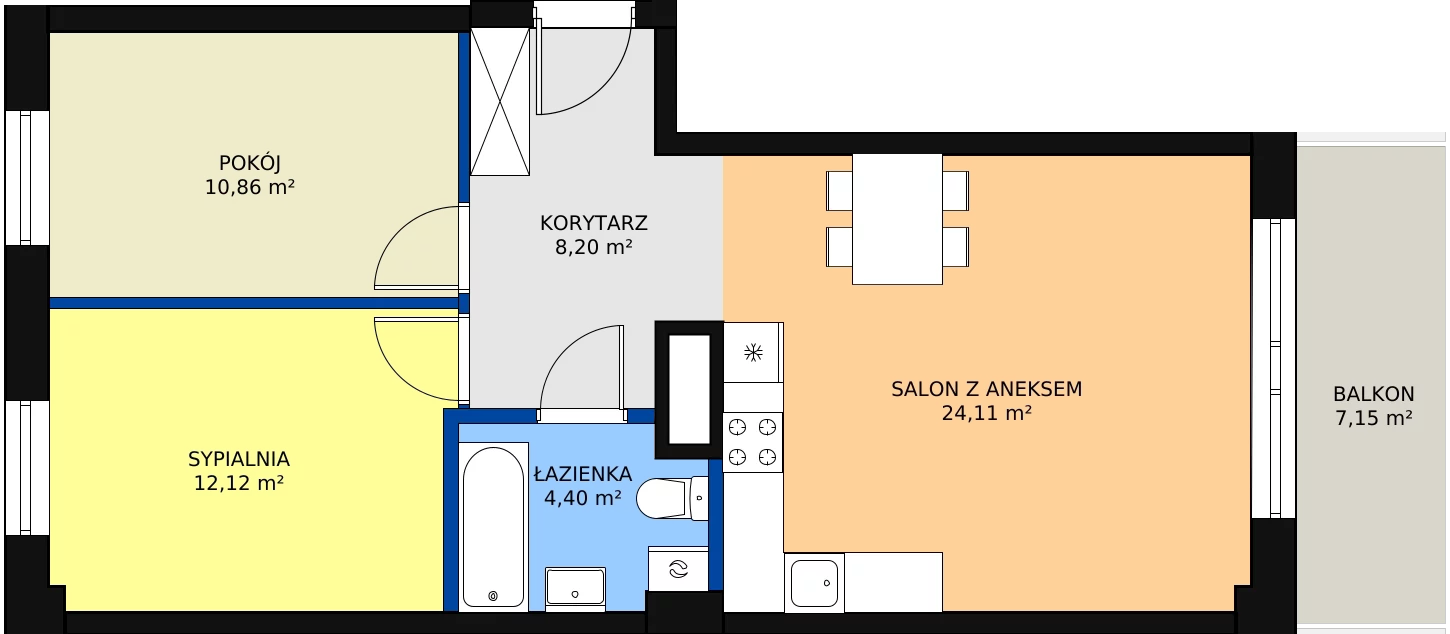 Zalety mieszkania 59.69 m², M82