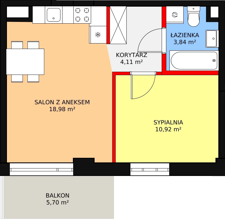 Mieszkanie 37,85 m², piętro 6, oferta nr M54, Dom na Mariackiej, Radom, Planty, ul. Mariacka 4