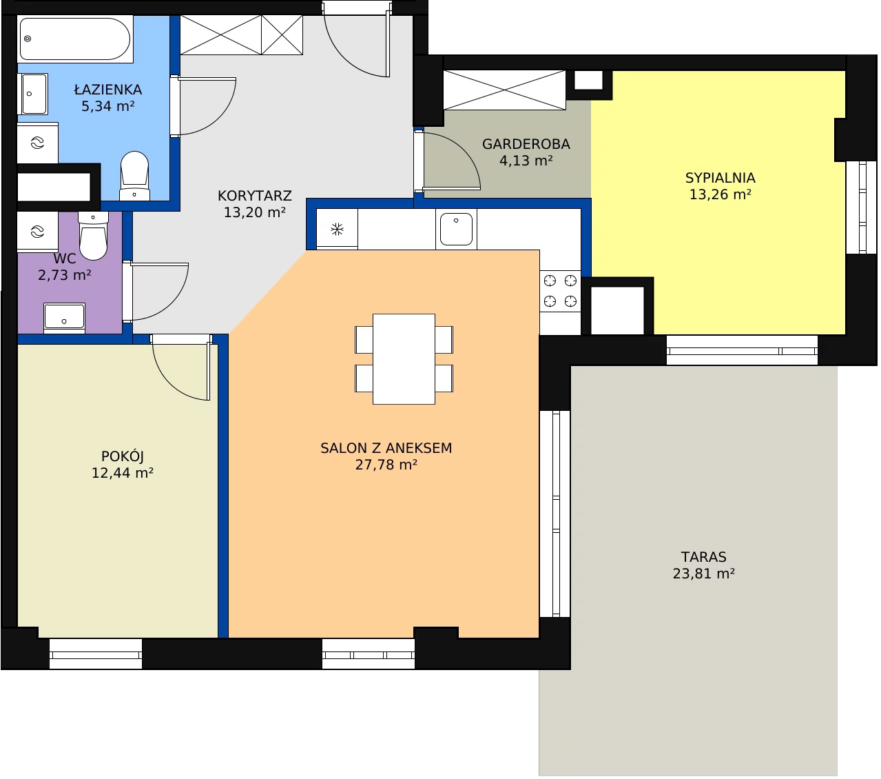 3 pokoje, mieszkanie 78,88 m², piętro 6, oferta nr M117, Dom na Mariackiej, Radom, Planty, ul. Mariacka 4