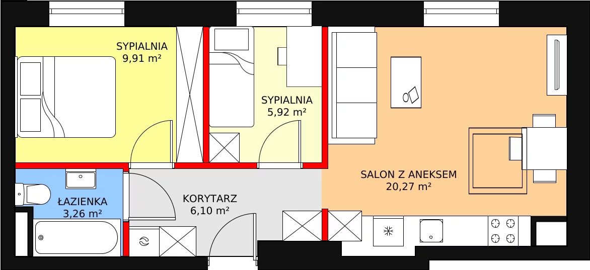 3 pokoje, apartament 45,46 m², piętro 4, oferta nr M24, Niecała Prestige Residence, Lublin, Śródmieście, ul. Niecała 20