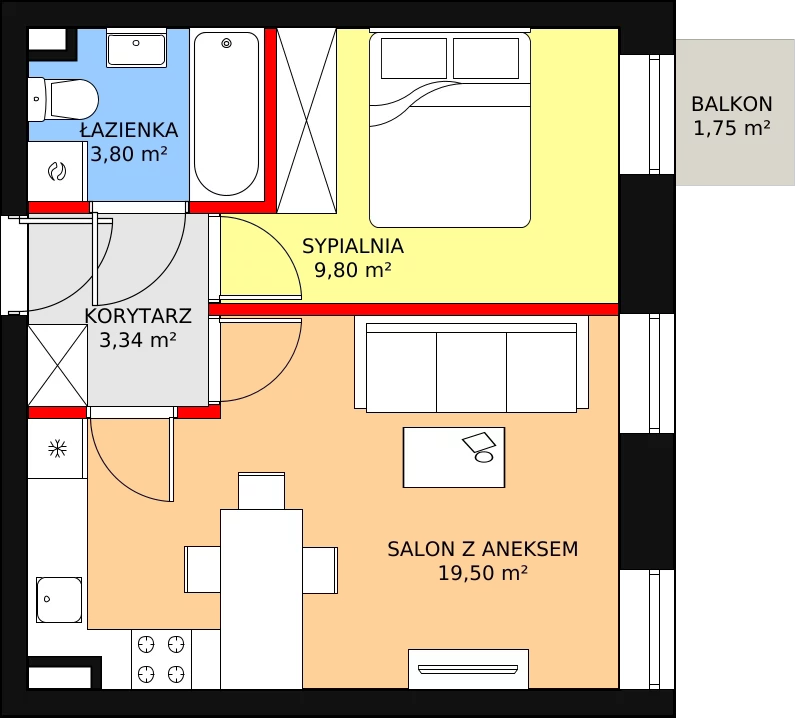 Apartament 36,44 m², piętro 4, oferta nr M26, Niecała Prestige Residence, Lublin, Śródmieście, ul. Niecała 20