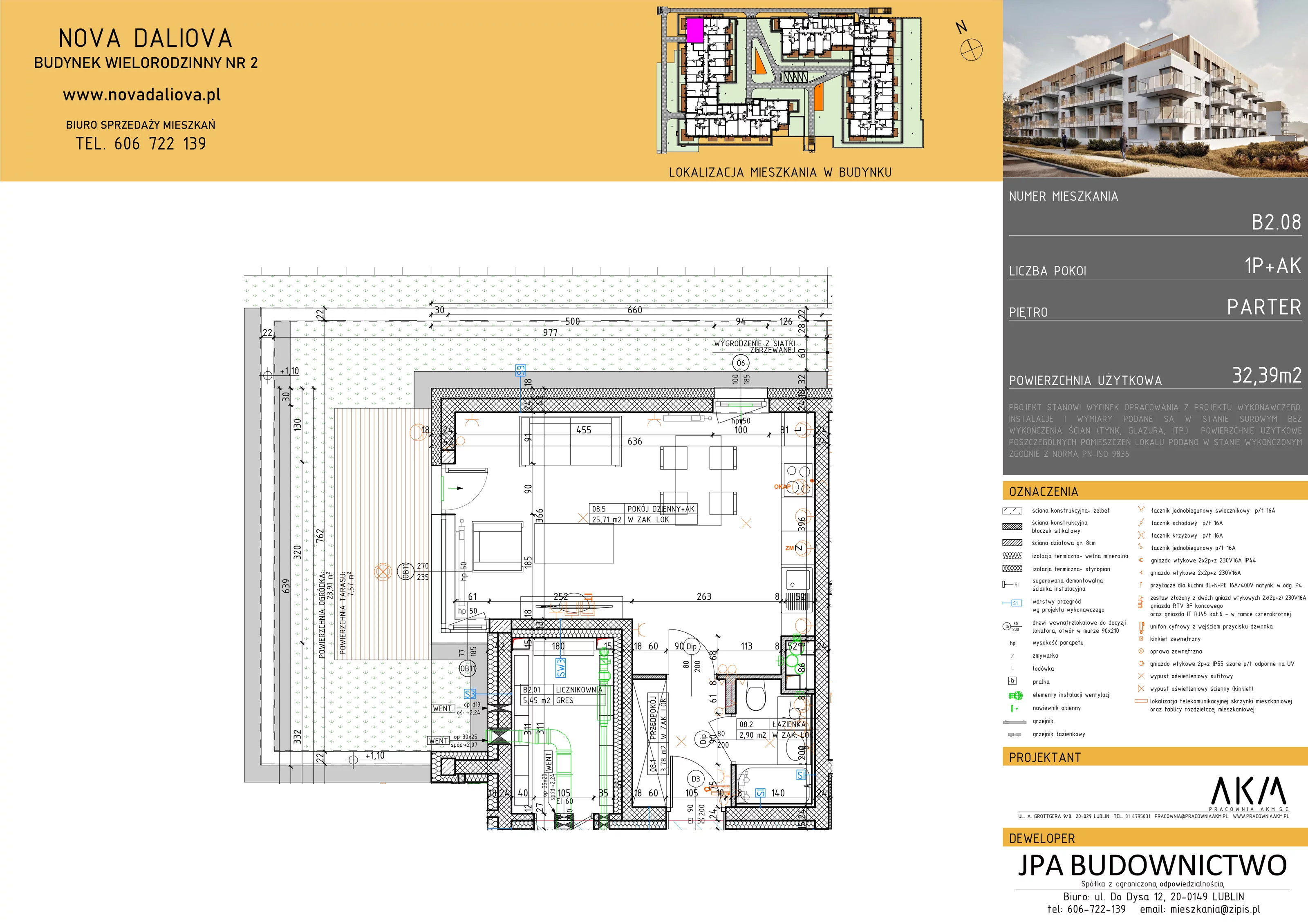 Mieszkanie 32,39 m², parter, oferta nr B2.8, Nova Daliova, Lublin, Ponikwoda, ul. Daliowa