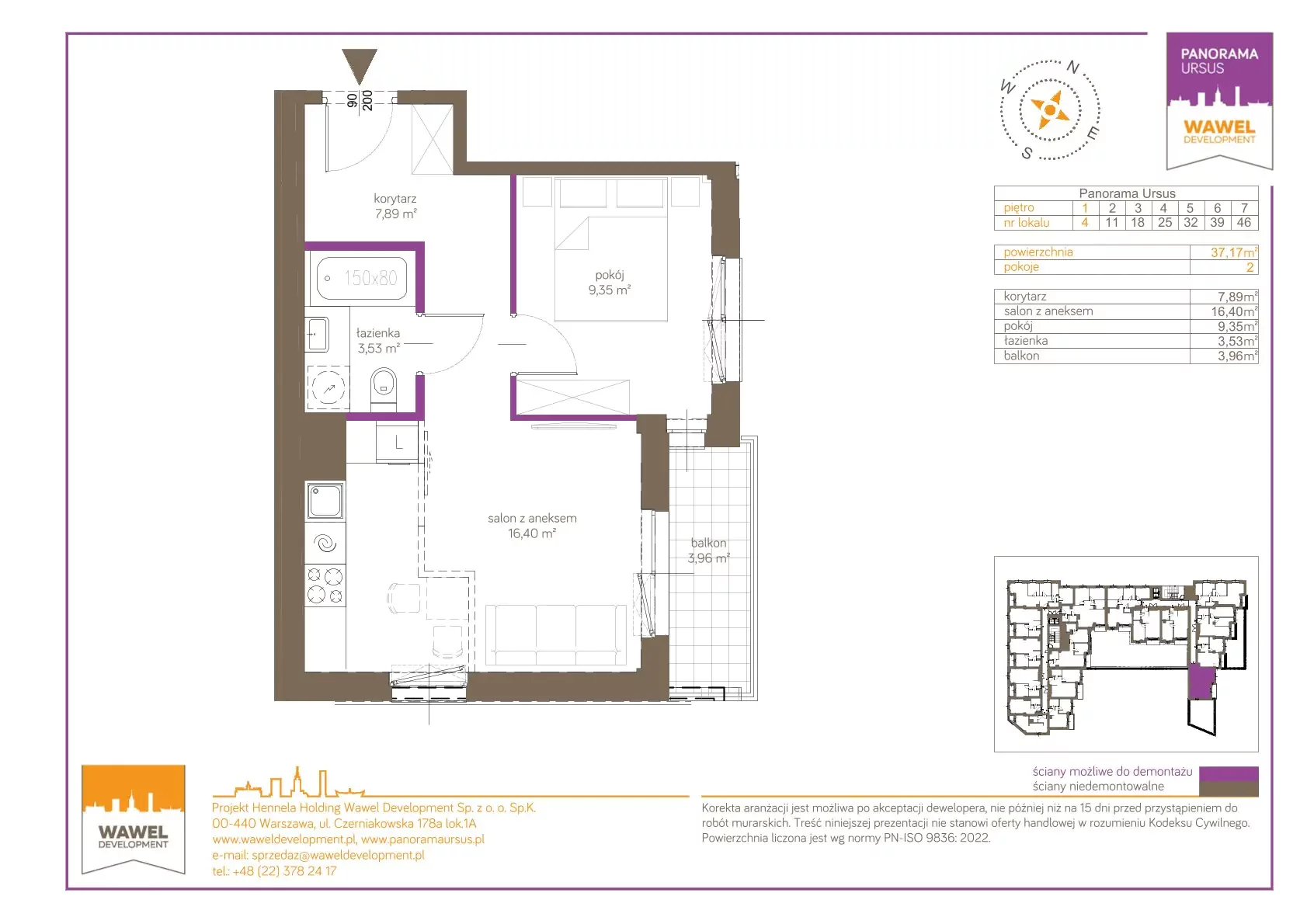 2 pokoje, mieszkanie 37,17 m², piętro 1, oferta nr 4, Panorama Ursus, Warszawa, Ursus, Szamoty, ul. Giserska 5