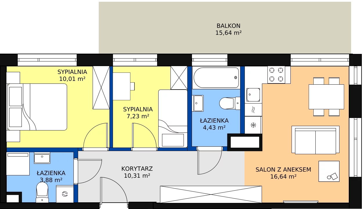 Zalety mieszkania 52.53 m², 123/27