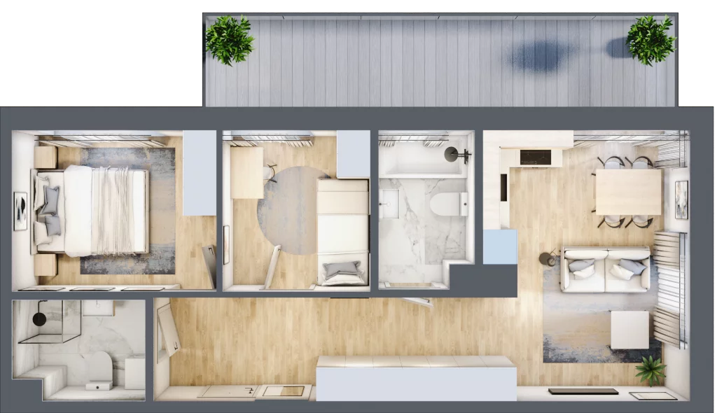 3 pokoje, mieszkanie 52,53 m², piętro 2, oferta nr 123/27, Ostródzka 123 - Etap II, Warszawa, Białołęka, Brzeziny, ul. Ostródzka 123