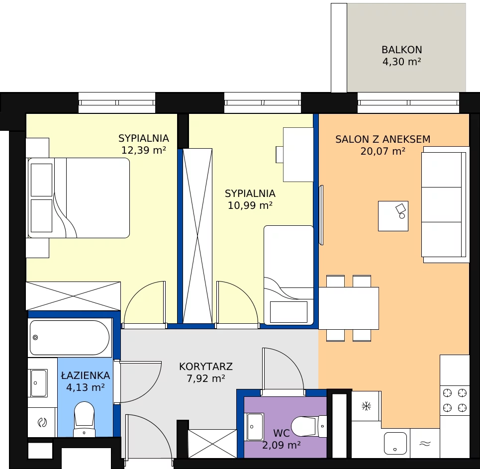 Zalety mieszkania 57.59 m², 123/15