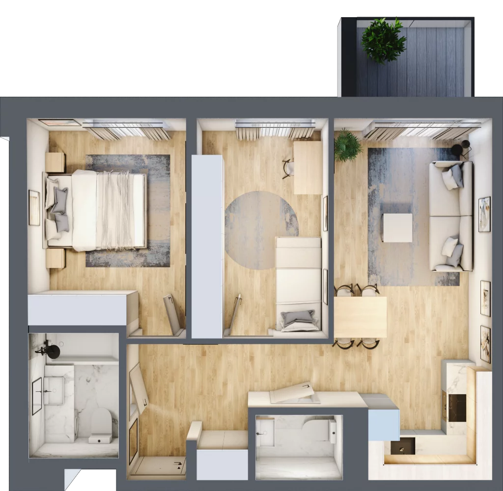 3 pokoje, mieszkanie 57,59 m², piętro 2, oferta nr 123/15, Ostródzka 123 - Etap II, Warszawa, Białołęka, Brzeziny, ul. Ostródzka 123