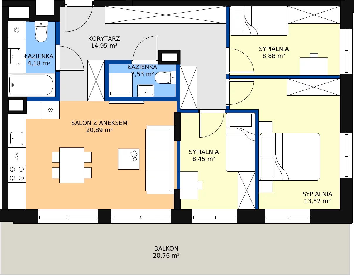 Zalety mieszkania 73.4 m², 123/6