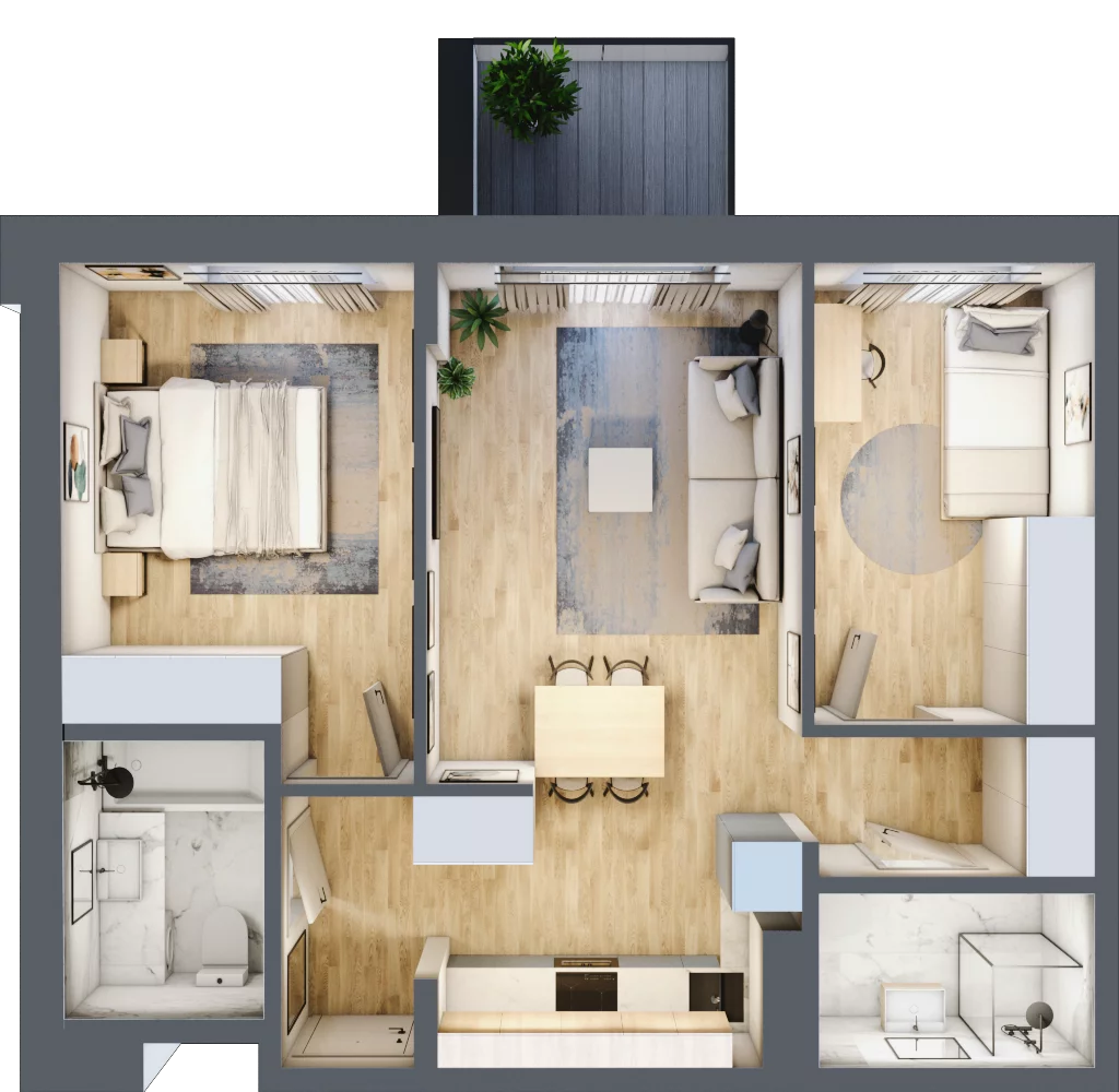 3 pokoje, mieszkanie 57,63 m², piętro 1, oferta nr 123/1, Ostródzka 123 - Etap II, Warszawa, Białołęka, Brzeziny, ul. Ostródzka 123